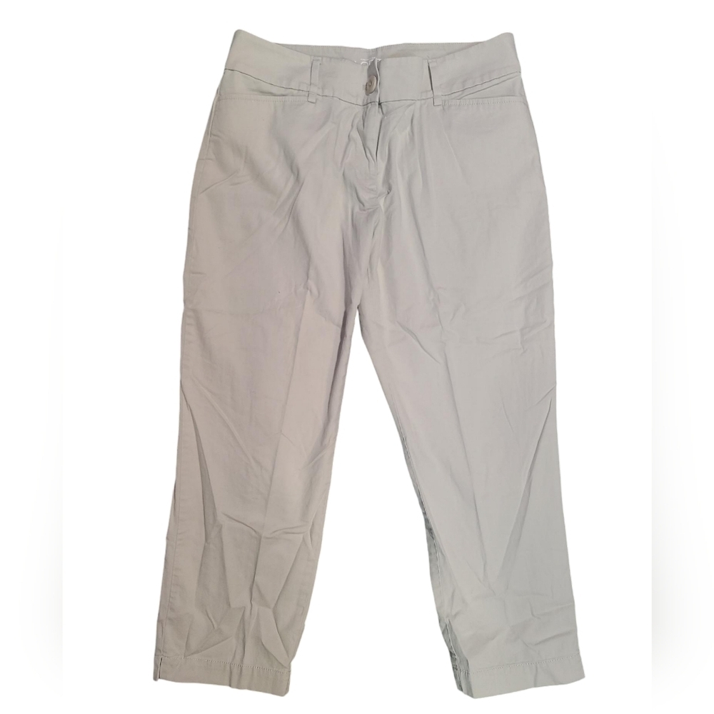 LOFT curvy crop khaki slacks 6
